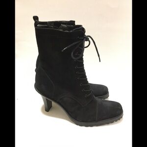 GIANNI BINI BLACK LACE HEEL SUEDE BOOTS 7,5 M
